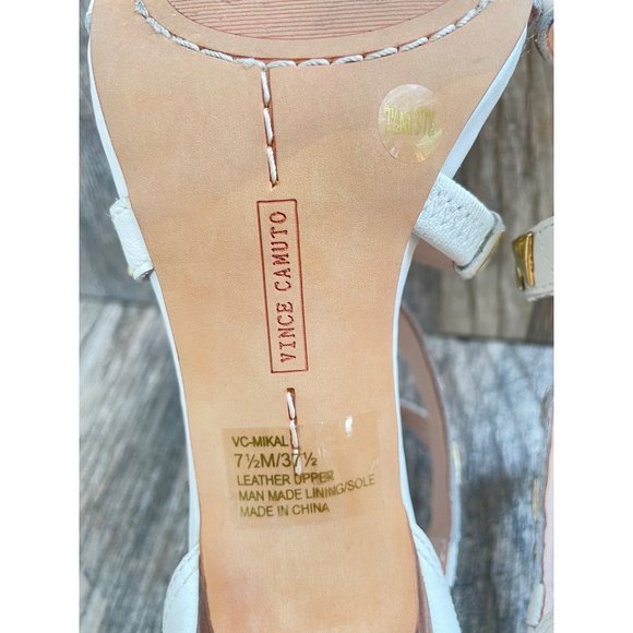 VINCE CAMUTO VC MIKAL STUDDED WHITE LEATHER STRAP HEELS WOMEN SIZE 7.5M - Picture 11 of 12